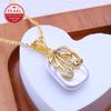 Natural Freshwater Big Baroque Pearl Necklaces Party Elegant Gold Color Flower Pendant, Birthday Gifts for Women