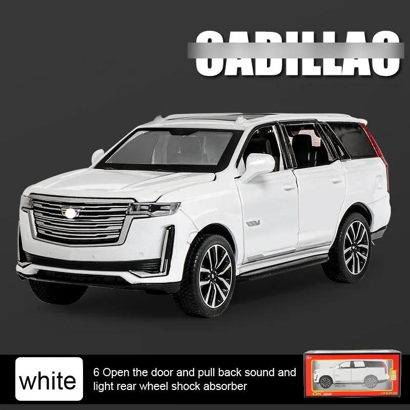 

1/32 Cadillac Escalade Модель автомобиля из сплава с высокой имитацией, литая игрушка со звуком и светом, инерционные транспортные средства, декоративные игрушки для детей белый