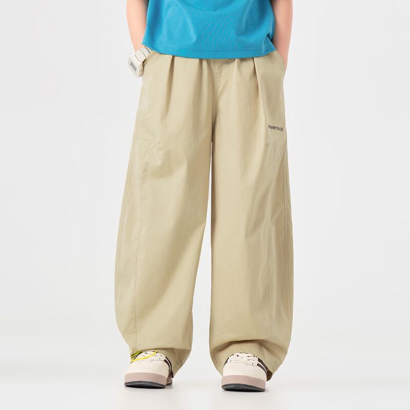 Boys  Summer Breathable Elastic Cargo Wide-Leg Pants 160