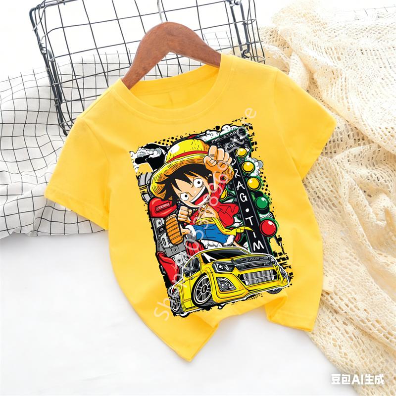 Cartoon Anime One Pieces Tshirt Kids Clothes Boys Absorb Sweat Breathable TShirt Children Girls Tees Summer Teen Clothes