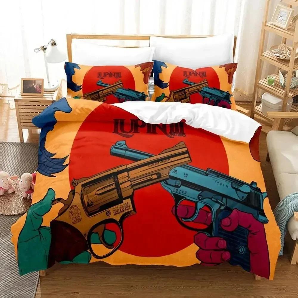 Anime Lupin Third Mine Fujiko Bedding Set Boys Girls Twin Queen Size Duvet Cover Pillowcase Bed Kids Adult Home Textileextile