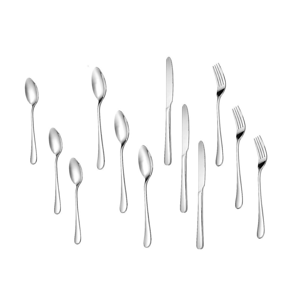 Silver Spoon Set Premium Stainless Steel Flatware Set Mirror Polished Cutlery Set Durable Home Kitchen Eating Tableware Set