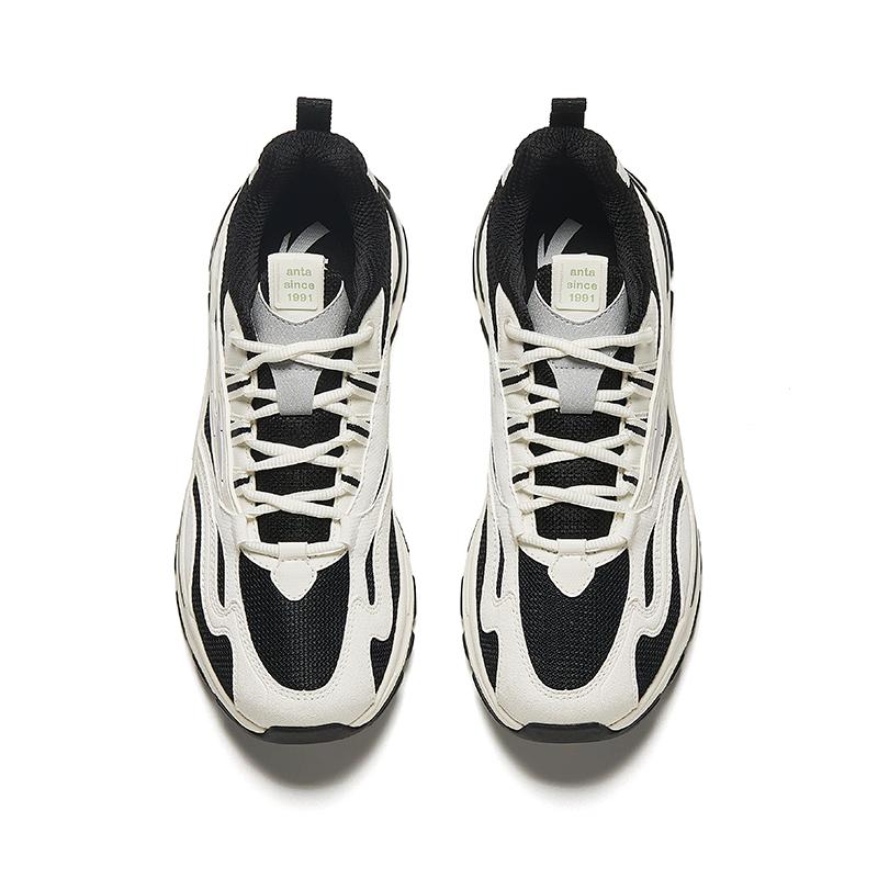 New Anta Millennial Cushioning Anti Slip And Wear Resistant Low Top Casual Shoes Men's Black White Blue 912418881-2