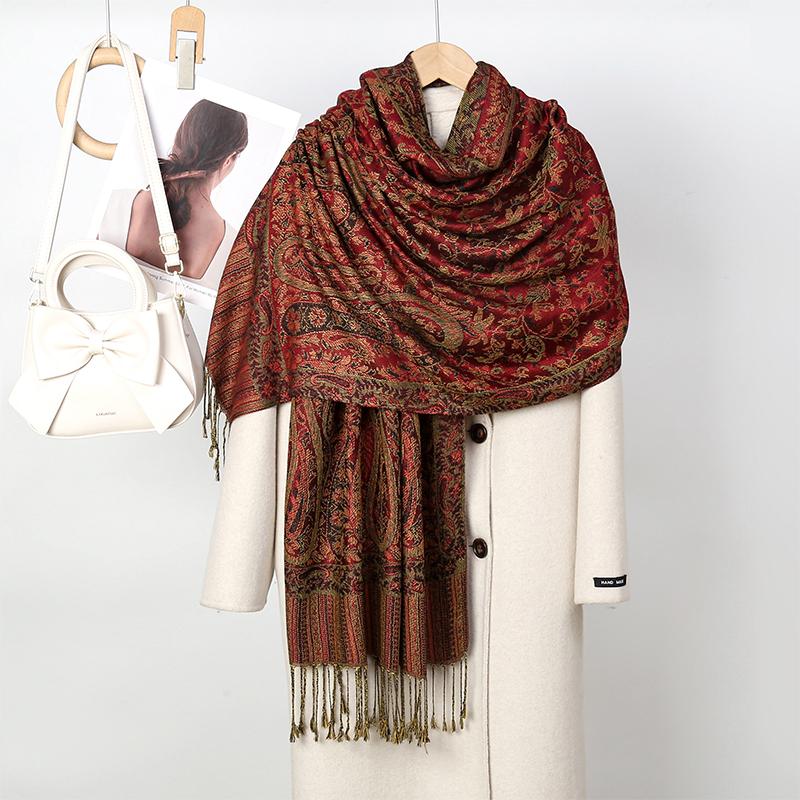 Nový teplý zimní šátek s potiskem paisley kašmíru pašmína tlustý zábal hlava krk šátek luxusní deka echarpe