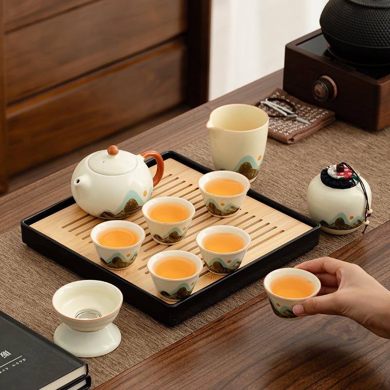 A Full Set of Tea Brewing Aoyama Teapot Set Wholesale Retro Kung Fu Tea Set