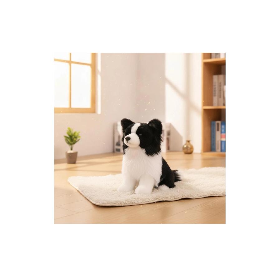 Border Collie Stuffed Animal Dog Realistic Border Collie Stuffed Animal Stuffed Dog with Stuffed Animal Tail Lifelike Soft