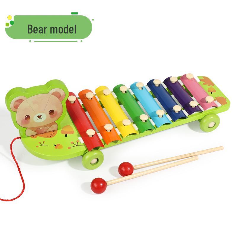 

Toddler Wooden Cartoon Animal Pull-Along Xylophone Toy - Educational and Fun!