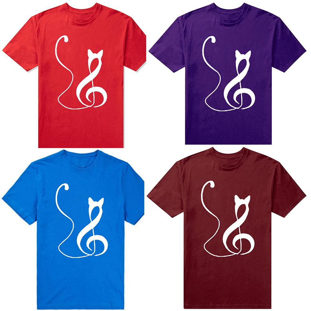 Funny Music Note Cat Lover Graphic 100 Cotton Tshirts Men Womens Fashion Casual Tshirt Loose Oversized Streetwear T Shirt