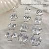 White Zirconia Nail Art: Glacier Diamonds, Transparent Rock Candy Hearts & Square Accents