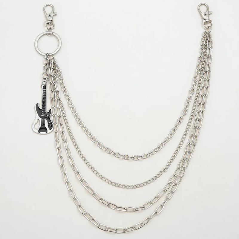 Mehrschichtiger Metall-Gitarren-Anhänger Hosenkette Hip-Hop-Taille Schlüsselanhänger Jeans-Kette Damen Trendiger Schmuck Zubehör Geschenke
