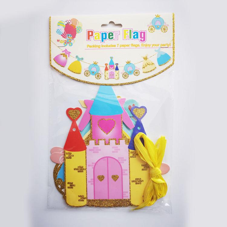Children'S Party Birthday Party Decoration Princess Pulling Flag Wedding Car Castle Skirt Girl Year Old Banner Hang Flag