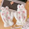 Japanese and Korean Cartoon Gloves, Autumn and Winter Fleece-Lined, Cute Chacha Bear Full-Finger Neck-Hanging Thickened Windproof Warm Casual Plush
