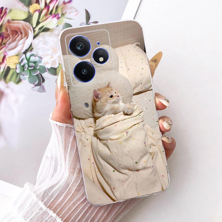 Etui na telefon Realme Neo7 Turbo Neo 7 Miękkie Przezroczyste Silikonowe Funda Wzór Kwiatowy Motyl Kokardka Smok Loong Tylna Pokrywa RMX5060