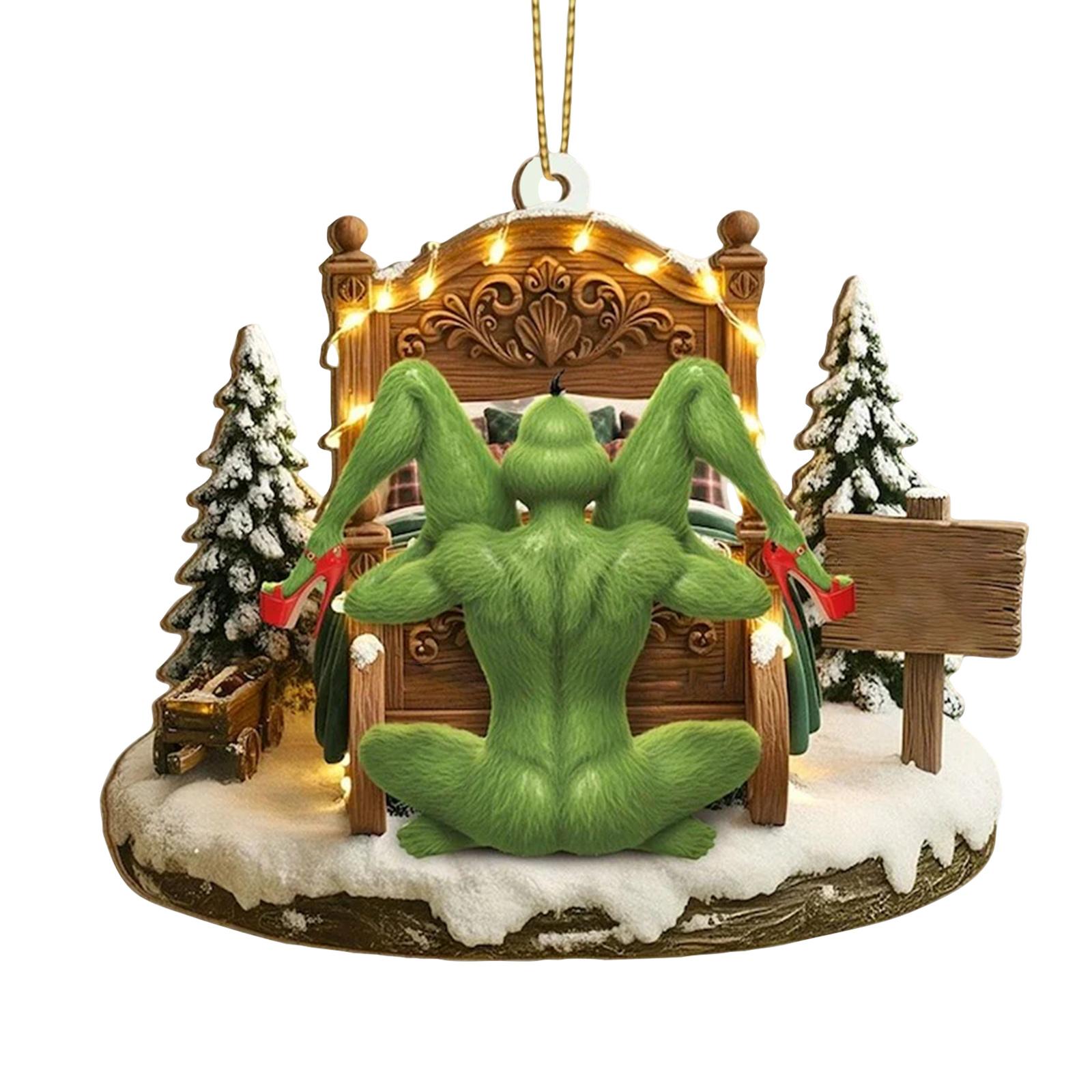 

Персонализированные рождественские фигурки пары, 2D плоские зеленые рождественские фигурки пары, Забавный подарок на годовщину для мужей и жен. One Size