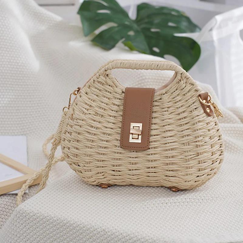 Women's Crossbody Straw Bag  Woven Rope  Elegant Shoulder Beach Bag