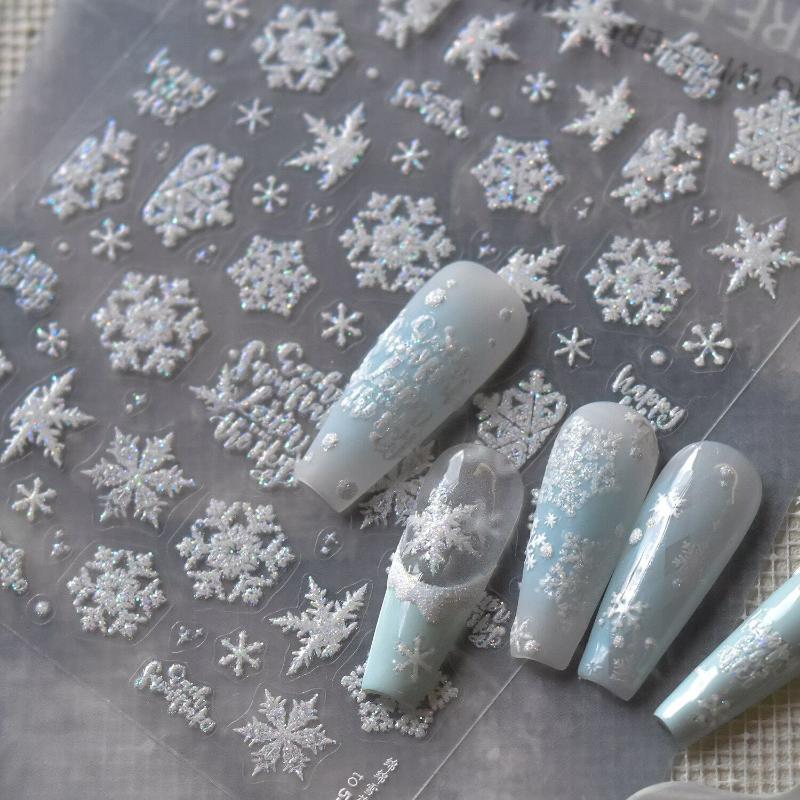 Exquisite Christmas Snowflakes Crystal Ball Nail Art Stickers Diy Nail Art Decoration Nail Accessories New Year Manicure Decals