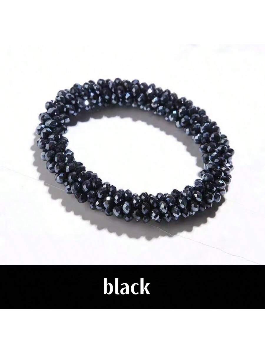 

Bohemian Sequined Crystal Bracelet Hair Tie | Handmade Elastic Design | 11 Color Options | Women’s Travel Souvenir & Daily Acces чёрный