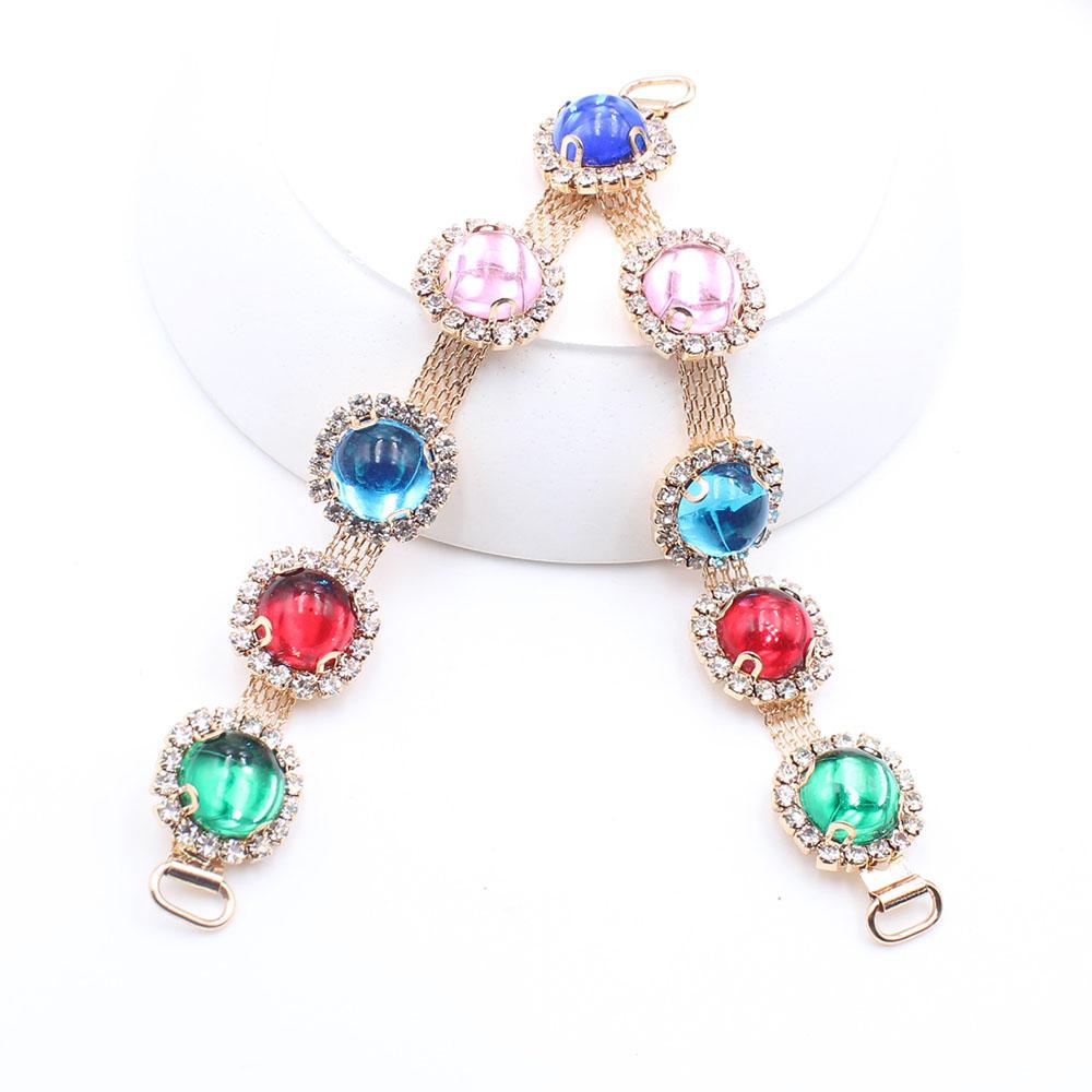 1 piece of multi-color side 115mm rhinestone shoe buckle clothing bikini chain DIY beach flip flops clothing decoration chain
