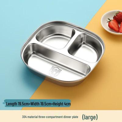 ZISIZ 304 Stainless Steel Divided Kids' Meal Plate