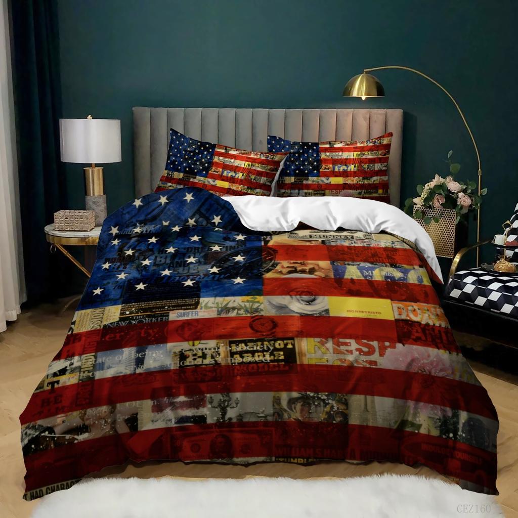 3D Striped Pattern National Flag Bedding Set Men Boy Duvet Cover Pillowcases 2/3pcs Single Double Bed Cover Gift Home Textile