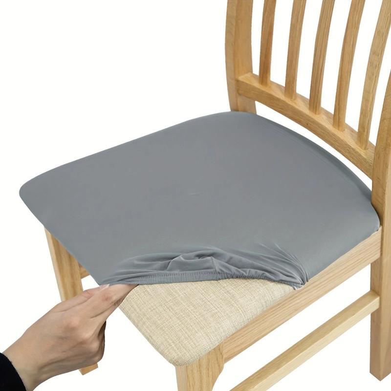 Solid Color Stretch Chair Seat Covers Removable Washable Dining Chair Covers Anti-Dust Seat Cushion Slipcovers