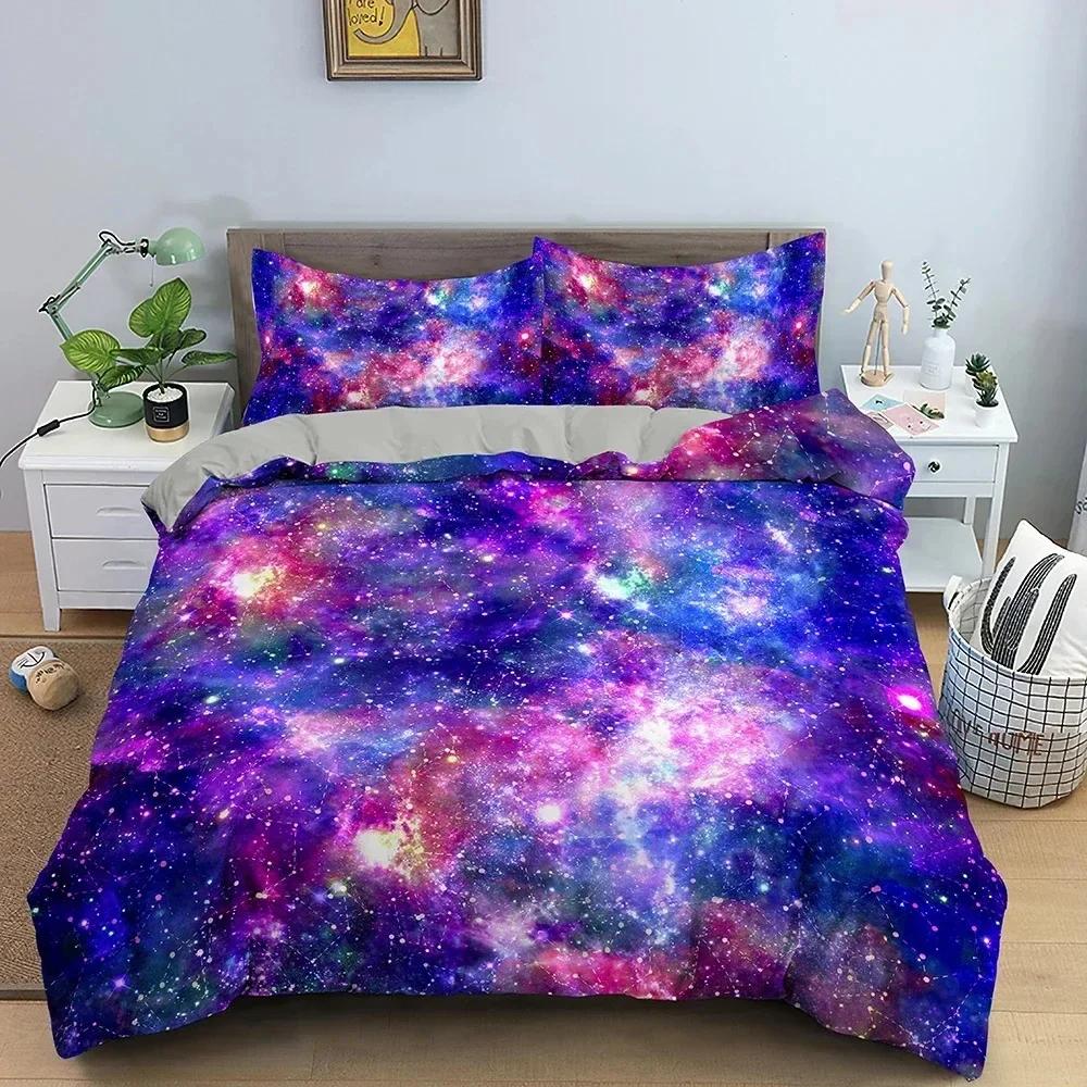 3D Sternenhimmel Bettbezug Set Luxus Galaxy Druck Bettwäscheset King Queen Full Bettdeckenbezug mit Kissenbezug Schlafzimmerdeko