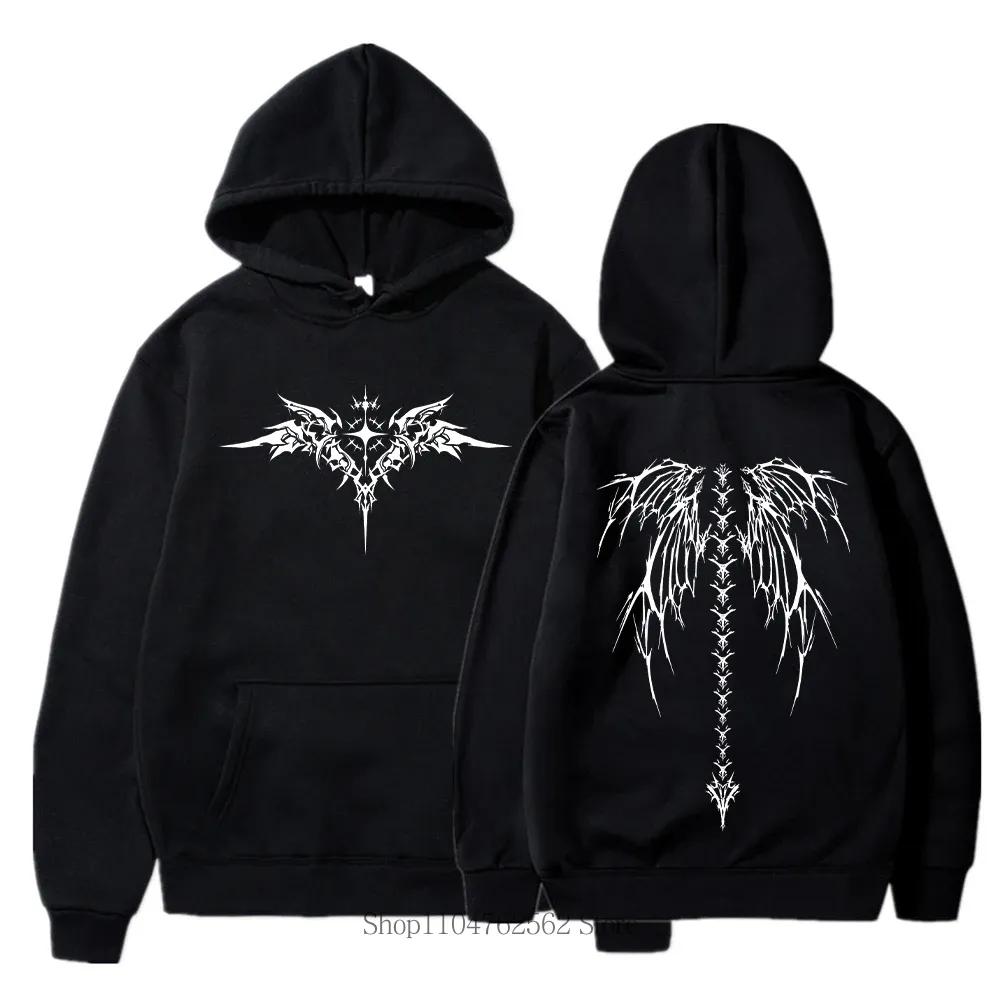 2025 New Wing Print Hoodie Men Women Casual Fashion Harajuku Gothic Y2K Pullover Autumn Winter Fleece Long Sleeve Sweatshirts