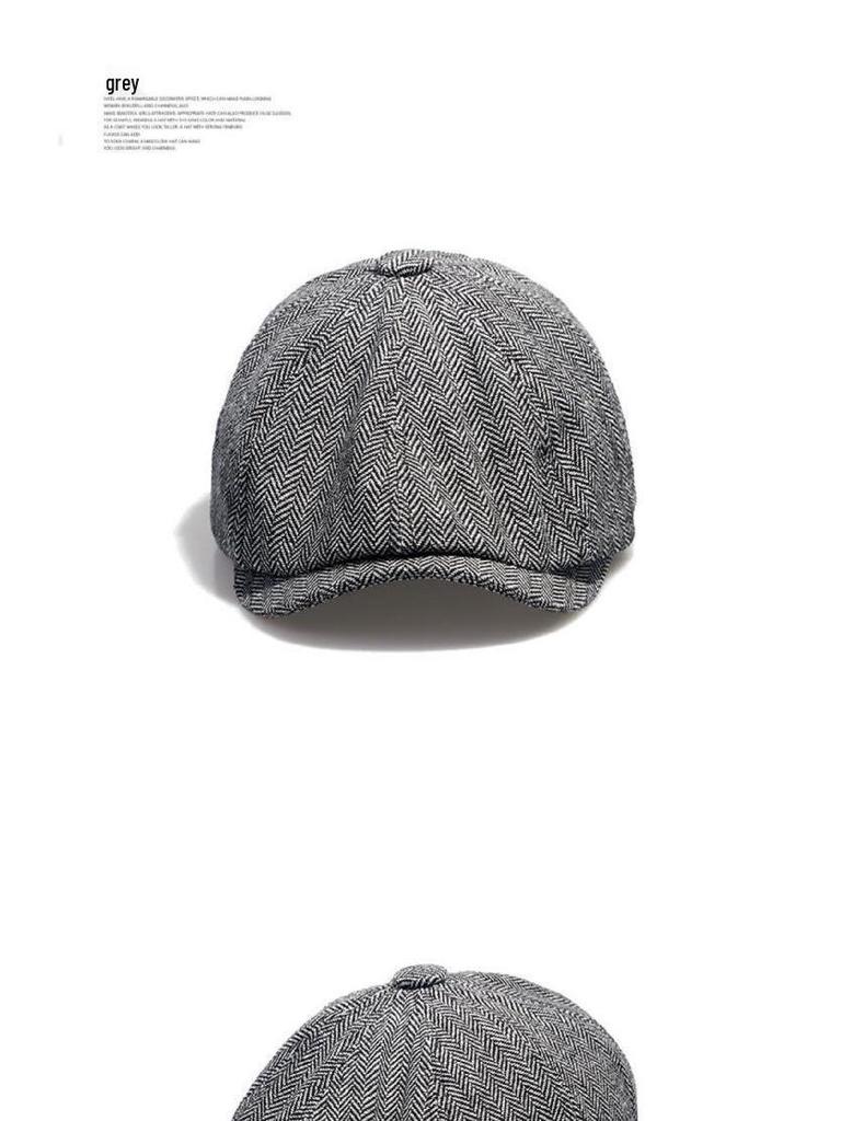 Herren Fischgräten Elastische Baskenmütze - Frühling/Herbst Retro Schiebermütze Malermütze