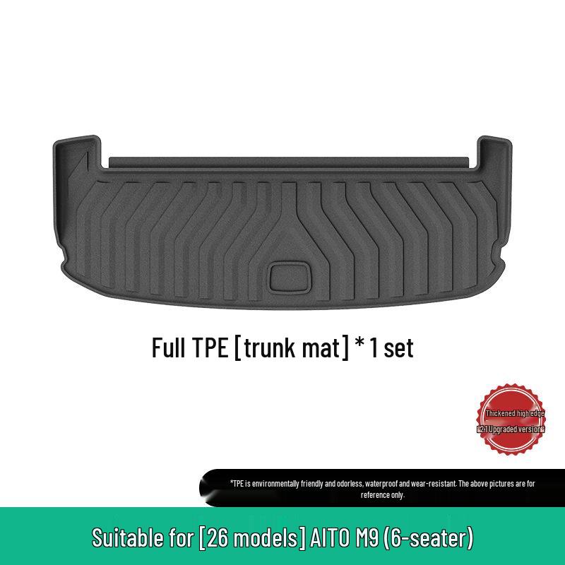 Eco-friendly TPE Car Mats Set for 2024-2025 AITO M9: Orange Floor, Seat Back, and Trunk Mats