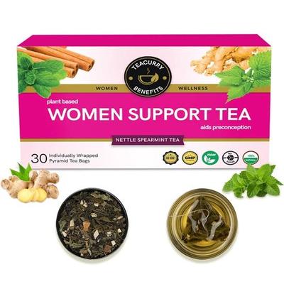 Té de Soporte para Mujer TEACURRY (30 bolsitas de té, paquete de 1 mes) - Apoyo para el Bienestar General con Ingredientes Naturales Menta Poleo Shatavari, Ortiga