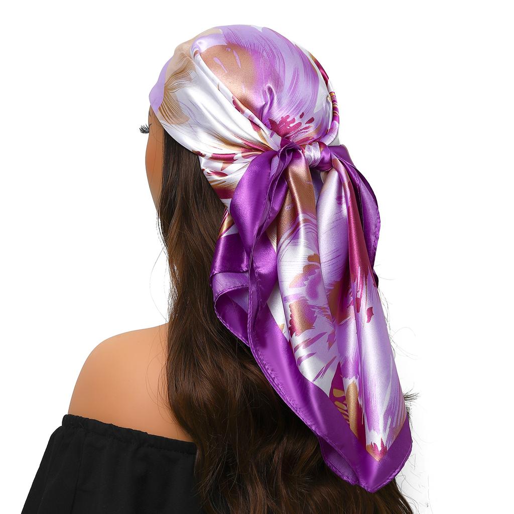 90*90cm Silk Scarf Scarftop Headwraps For Woman Fashion Four Seasons Hair Accessories Hijab Foulard Bandana Femme Headscarf