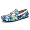 British Style Fashion Butterfly Printed Leather Loafers Men Breathable Skull Casual Shoes Men Flats Slip-on Driving Shoes Men