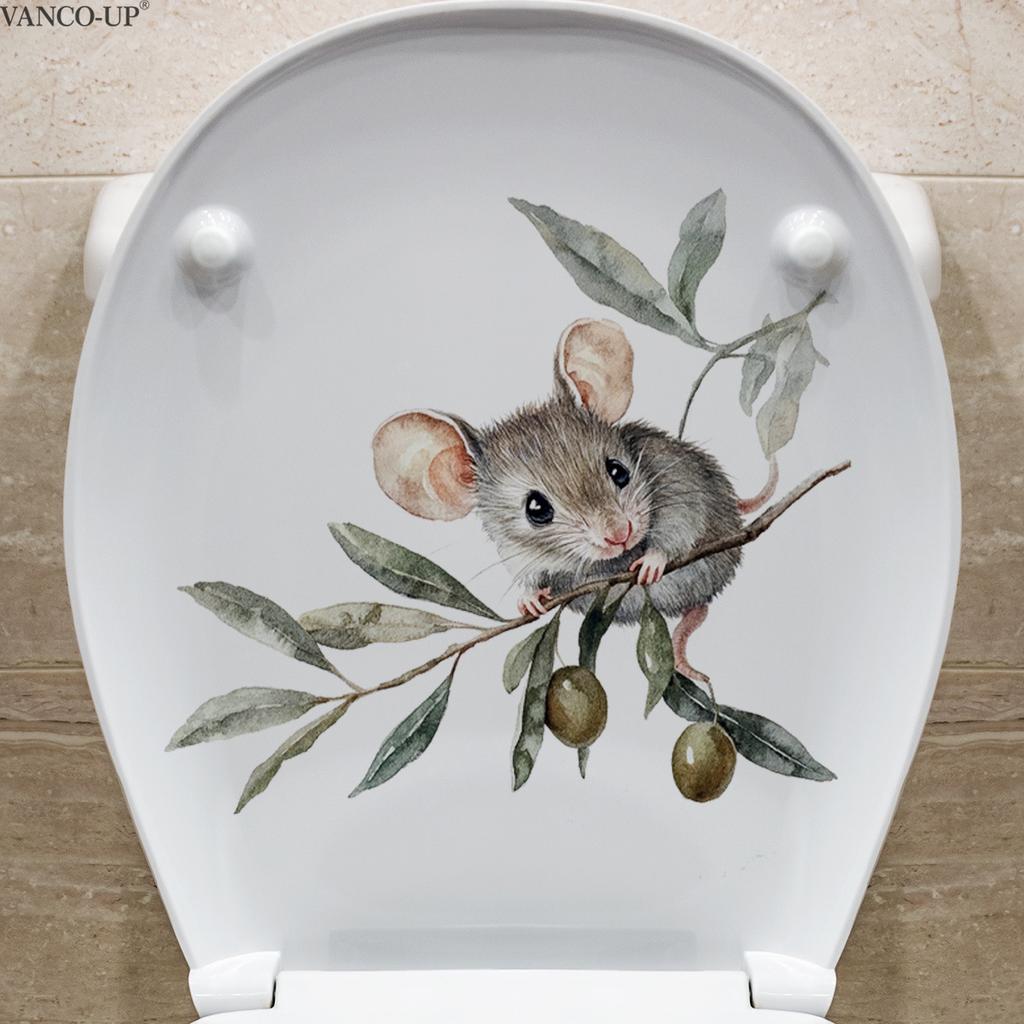 Cartoon Branch Mouse Wall Stickers, Creative Self-Adhesive Decor for Kids Room Living Room Bedroom Background Wall