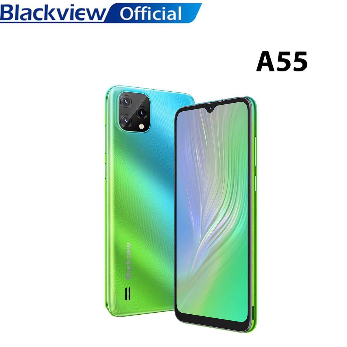 

Blackview Новый A55 Смартфон 3 ГБ 16 ГБ 6.528 HD 4780mAh Четырехъядерный Android11 Мобильный телефон MT6761V 5MP + 8MP Камера Сотовый телефон