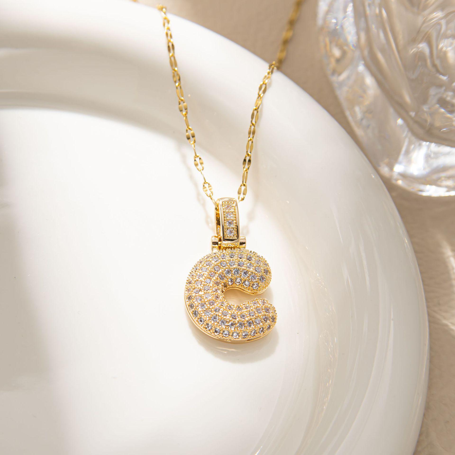 Trendy Zirconia Full Diamond Letter Necklace for Women