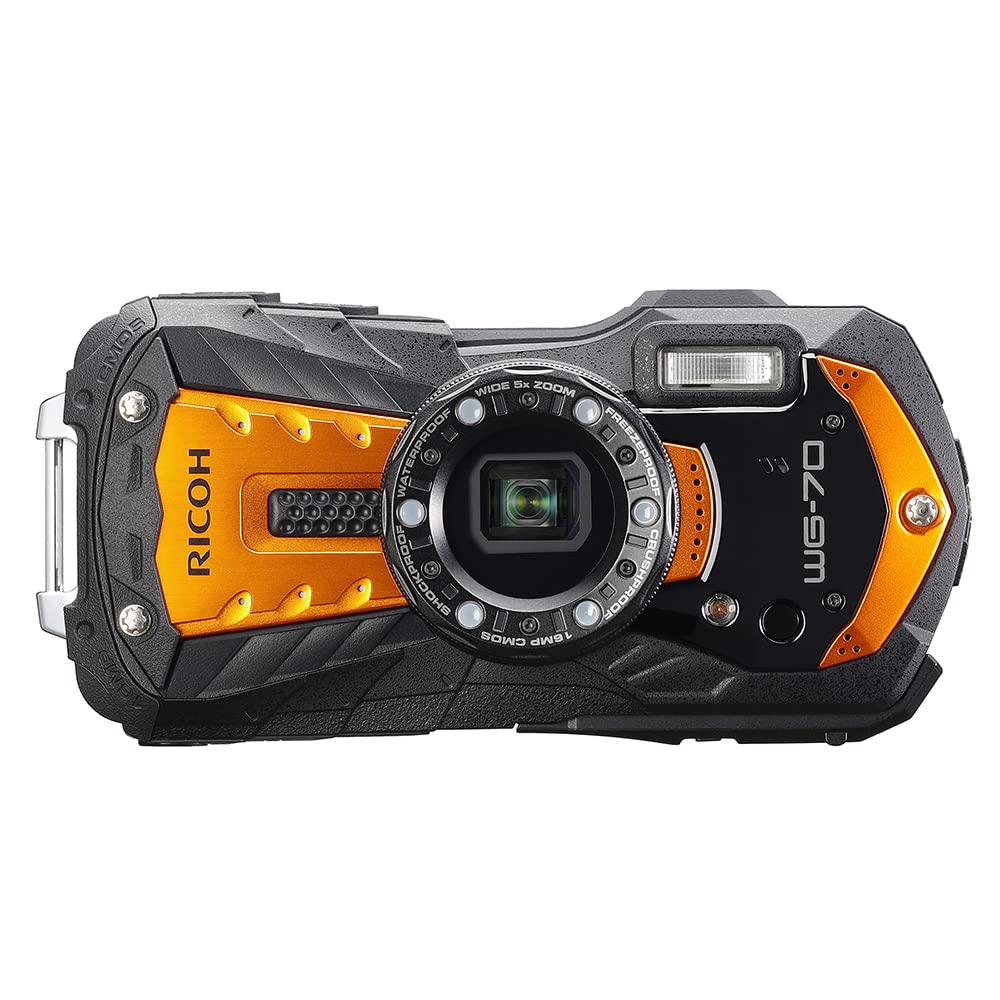 RICOH WG-70 Orange Ricoh Fully Waterproof Digital Camera: Waterproof To 14m (2 Hours Continuous Use), Shockproof To 1.6m, Dustproof To -10°C, Tough