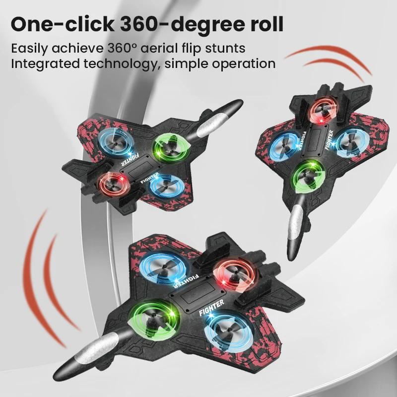 Non-Toxic Rc Jet Airplane Flying Toy With Light Glider 2.4G Epp Stunt Remote Control Foam Fighter Plane Toys For Children Kids Birthday Gifts