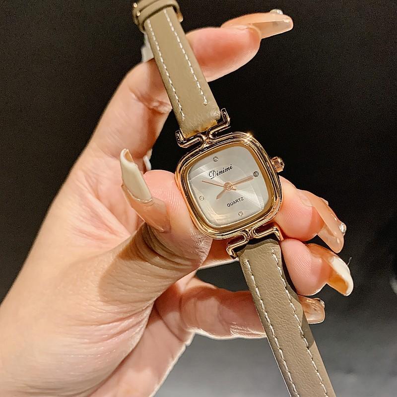 Fashion Light Luxury Women'S Watch Simple Retro Square Temperament Women'S Watch Rose Gold Leather Strap Watch