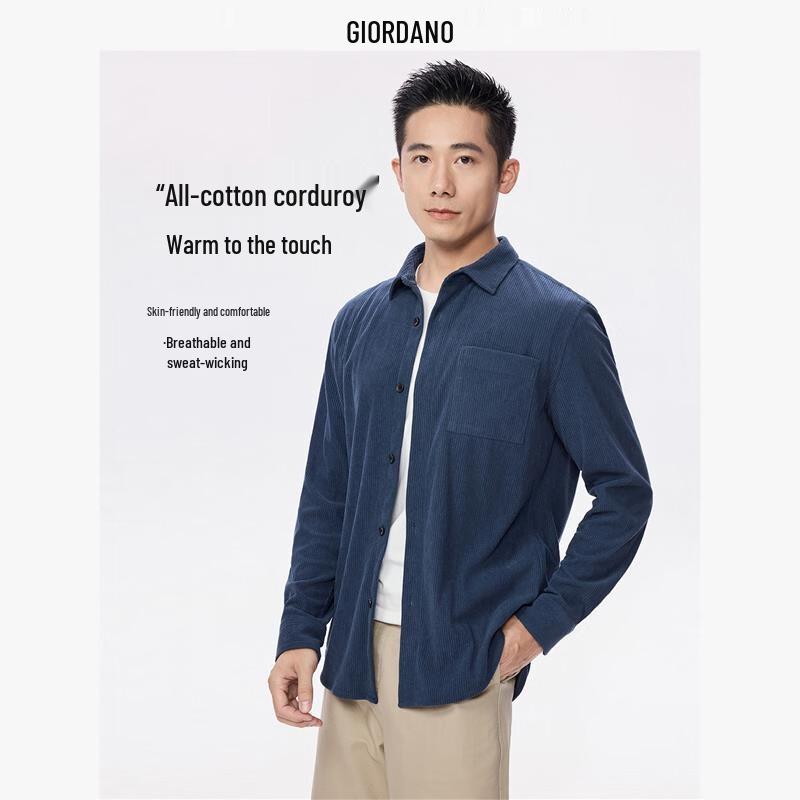 Giordano Men s Corduroy Long Sleeve Casual Shirt M