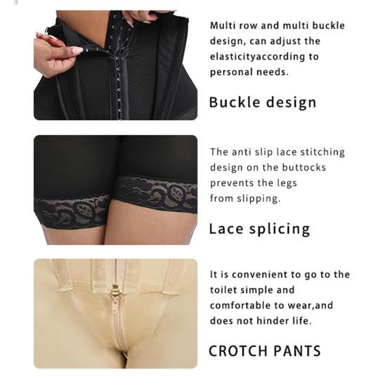 High Waist Shapewear with Zipper & Button Closure Tummy Control Hip Lifting Body Shaping Pants Compression Breathable Postpartum & Daily Firming