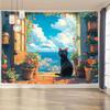 VIKAMA Oil Painting Style Cat Tapestry Fresh Style Living Room Hallway Bedroom Wall Decor Tapestry Room Decoration