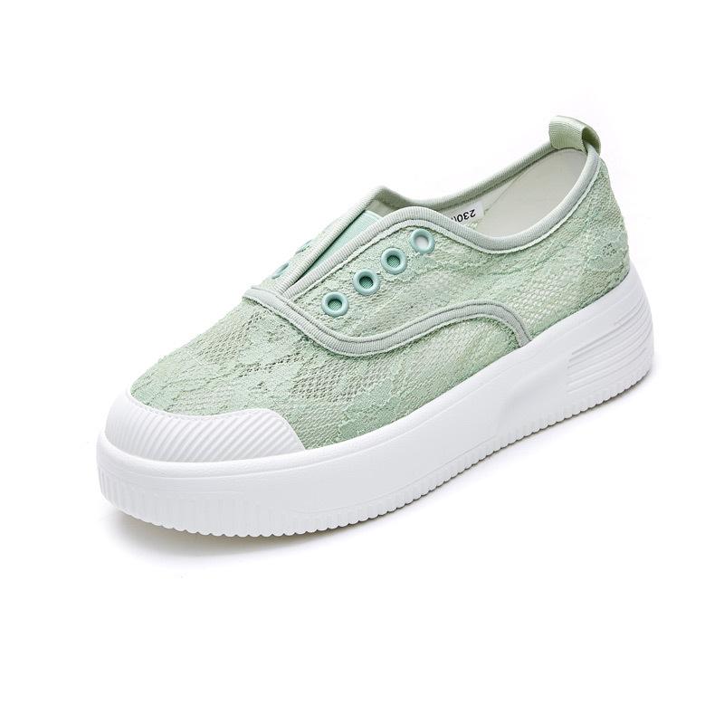 Little white shoes women's new summer flat-soled sandals thick-soled lace mesh breathable one-pedal fisherman shoes