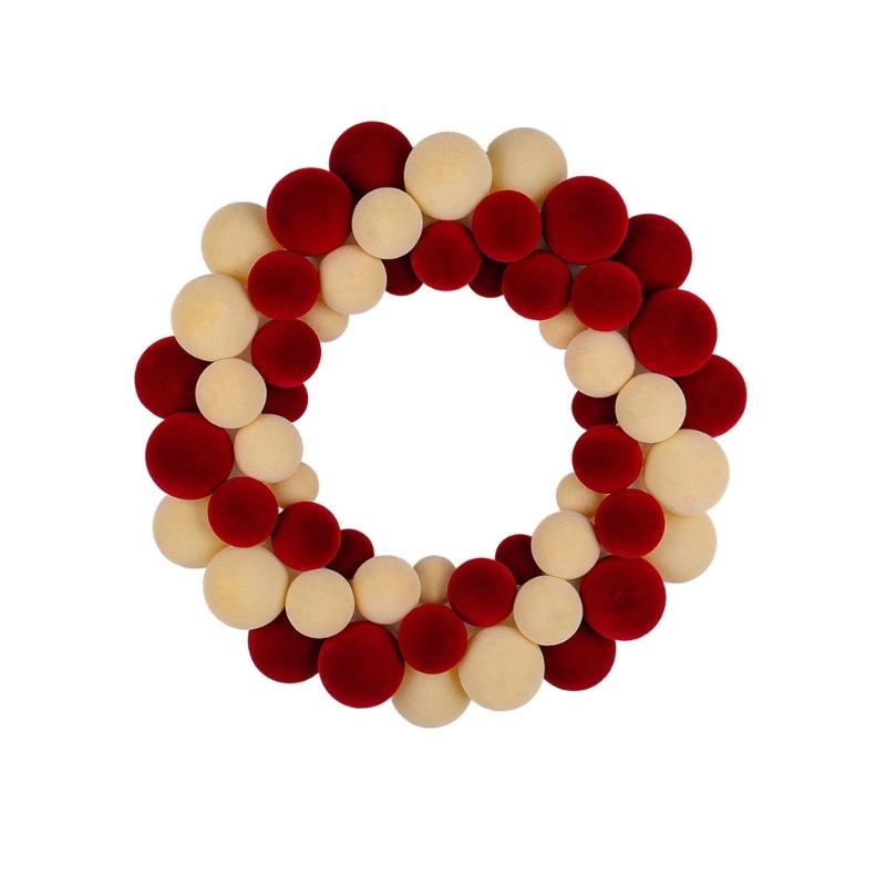 Handmade Ball Wreath Door Hanging Decoration Christmas Wreath For Wall Or Front Door Display Indoor and Outdoor Decoration