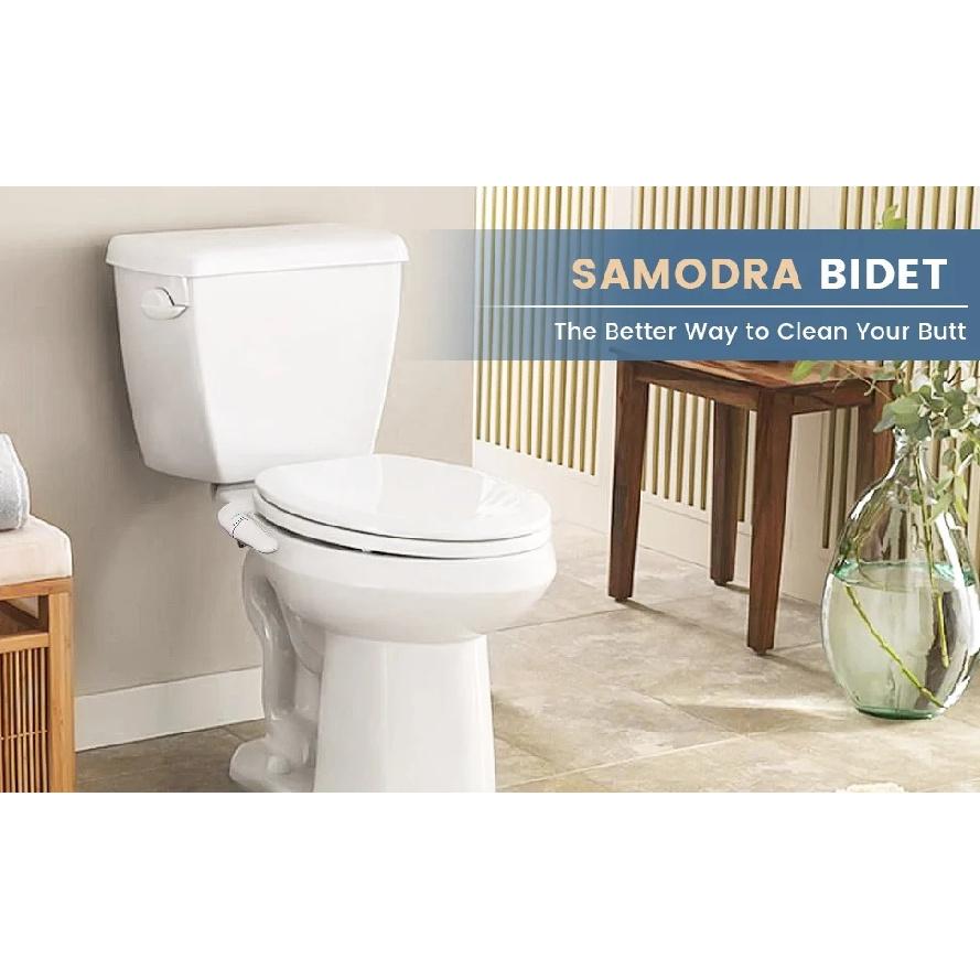SAMODRA Ultra Slim Bidet Attachment for Toilet Seat - Dual Nozzle, Adjustable Water Pressure, Non-Electric Ass Sprayer