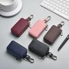 Lightweight Lychee Pattern Leather Car Key Case with Zipper and Waist Clip