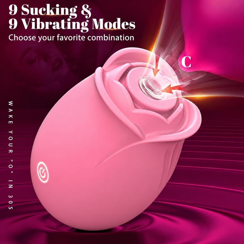 Ladies' Rose Sex Toy Vibrator, APP Controlled Rose Adult Toy, with 9 Suction and Vibration Modes, Waterproof Sex Toy Suction Device