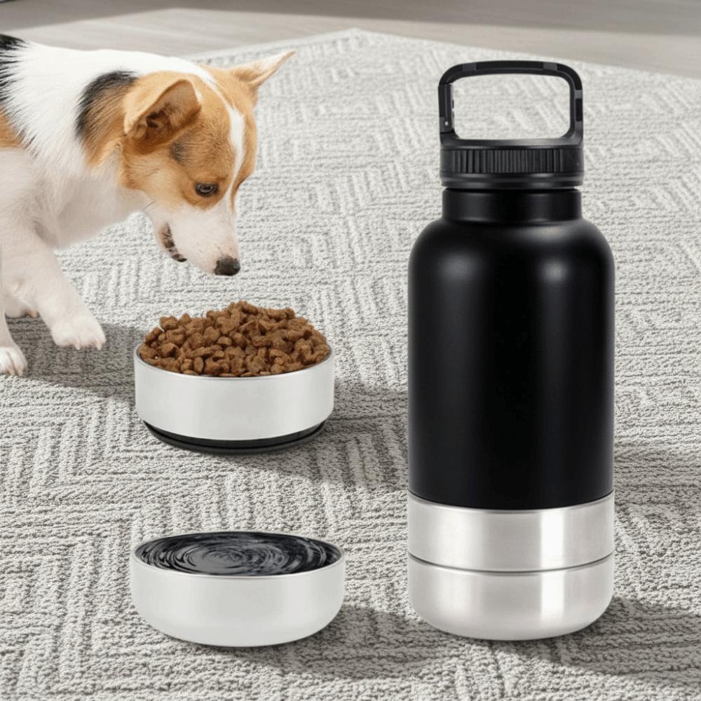 3 in 1 Stainless Steel Pet Water Bottle Multi-layered Detachable Dog Feeding Bottle Leak-proof Large Capacity