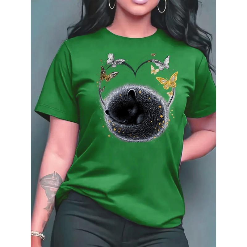 2026 New Summer Women's Printed Round Neck Fashionable Casual Versatile Short-Sleeve T-Shirt Top Y2k Top