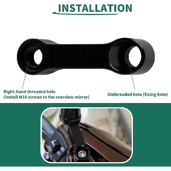 PSLER M10 Motorcycle Mirror Extenders Rear View Mirrors Riser Adapter | Handlebar Mount Extender Adapter for 10mm/8mm Apertures, Raises Rear View