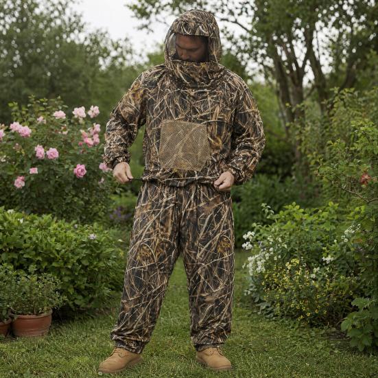 Camouflage Mosquito Suit for Men Women, Insect Mosquito Protection Jacket And Pants, Mosquito Proof Clothing with Mesh Hood for Outdoor Camping